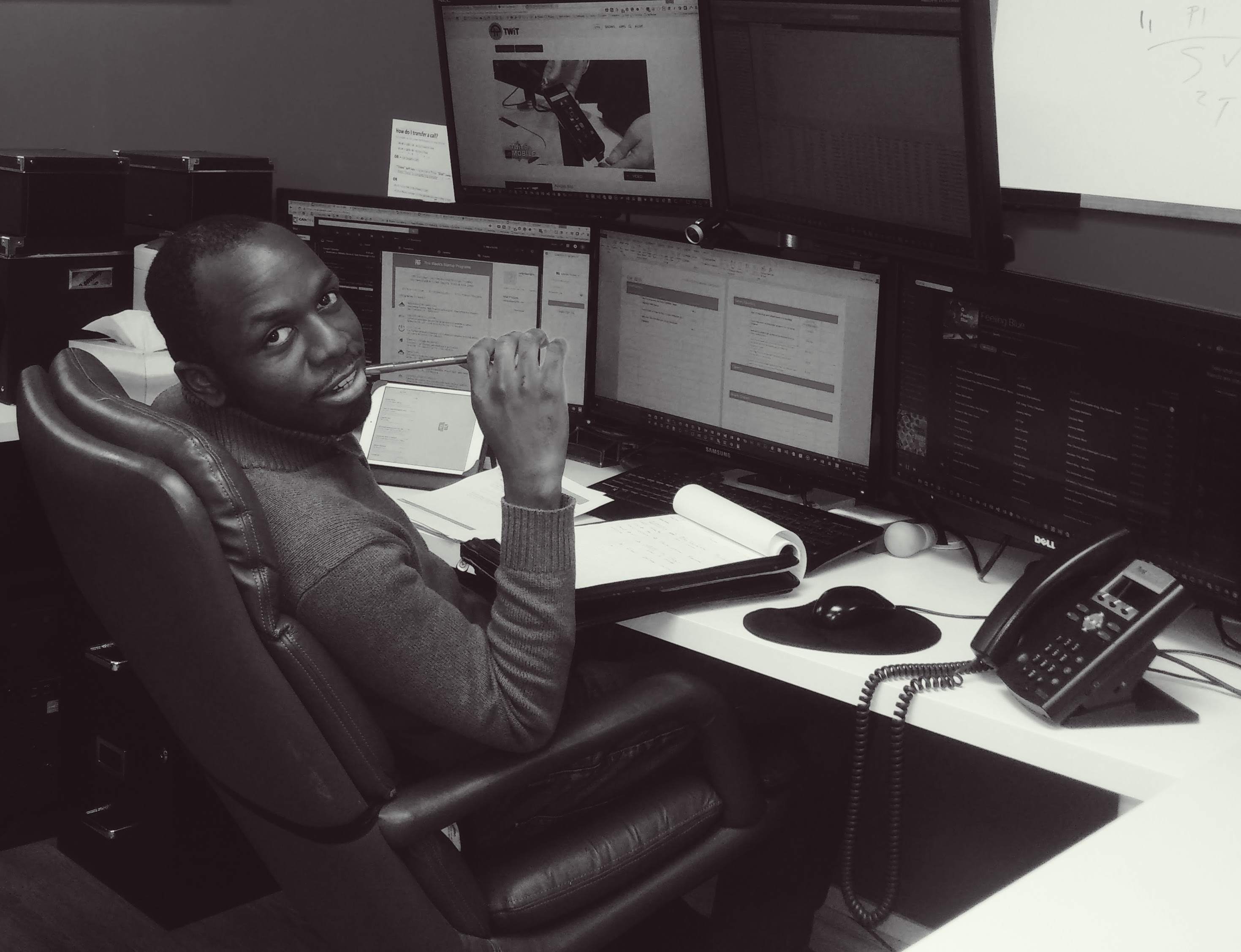Dwain Browne at his desk